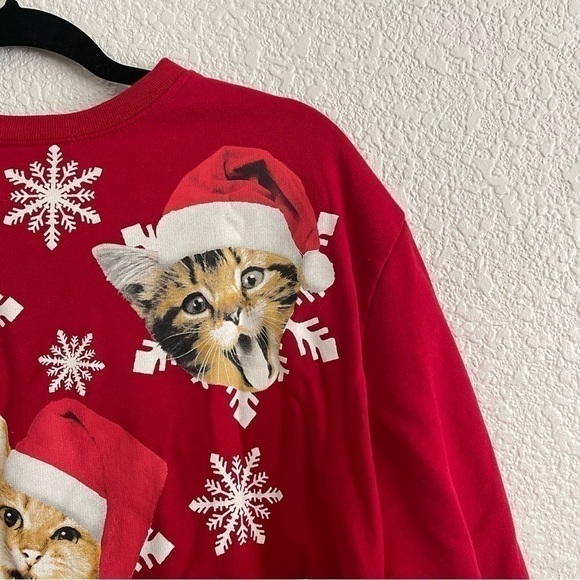 Ugly Christmas Sweater Cats Red with Snowflake Size L - Picture 4 of 5